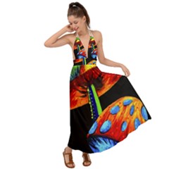 Mushroom Painting  Backless Maxi Beach Dress by AstralArtistV