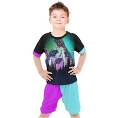 Dino Rock! Kids  Tee And Shorts Set by SugarNotch