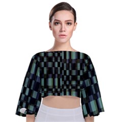 Dark Geometric Pattern Design Tie Back Butterfly Sleeve Chiffon Top by dflcprintsclothing