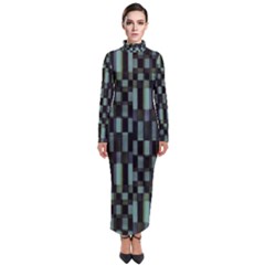 Dark Geometric Pattern Design Turtleneck Maxi Dress by dflcprintsclothing