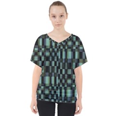 Dark Geometric Pattern Design V-neck Dolman Drape Top by dflcprintsclothing