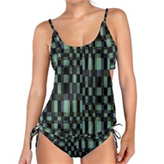 Dark Geometric Pattern Design Tankini Set by dflcprintsclothing