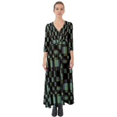 Dark Geometric Pattern Design Button Up Boho Maxi Dress by dflcprintsclothing