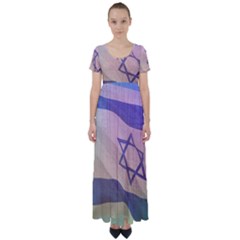 Israel High Waist Short Sleeve Maxi Dress by AwesomeFlags