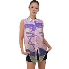 Israel Sleeveless Chiffon Button Shirt