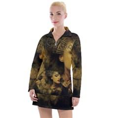 Surreal Steampunk Queen From Fonebook Women s Long Sleeve Casual Dress