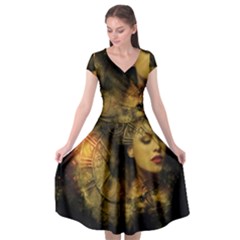 Surreal Steampunk Queen From Fonebook Cap Sleeve Wrap Front Dress by 2853937