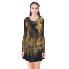 Surreal Steampunk Queen From Fonebook Long Sleeve V-neck Flare Dress by 2853937