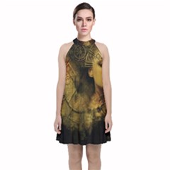 Surreal Steampunk Queen From Fonebook Velvet Halter Neckline Dress  by 2853937