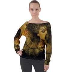 Surreal Steampunk Queen From Fonebook Off Shoulder Long Sleeve Velour Top