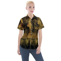 Surreal Steampunk Queen From Fonebook Women s Short Sleeve Pocket Shirt