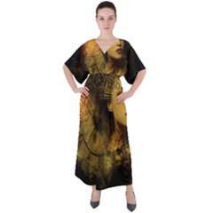 Surreal Steampunk Queen From Fonebook V-neck Boho Style Maxi Dress by 2853937