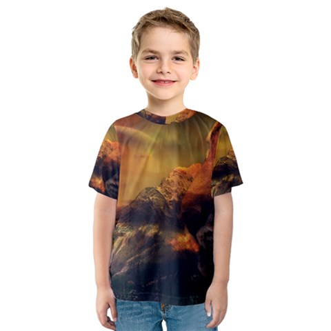 Tiger King In A Fantastic Landscape From Fonebook Kids  Sport Mesh Tee by 2853937