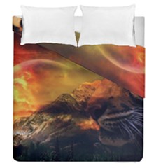 Tiger King In A Fantastic Landscape From Fonebook Duvet Cover Double Side (queen Size) by 2853937