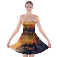 Tiger King In A Fantastic Landscape From Fonebook Strapless Bra Top Dress by 2853937