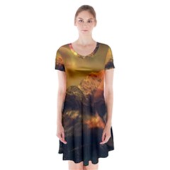 Tiger King In A Fantastic Landscape From Fonebook Short Sleeve V-neck Flare Dress by 2853937