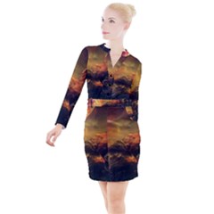 Tiger King In A Fantastic Landscape From Fonebook Button Long Sleeve Dress by 2853937