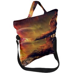 Tiger King In A Fantastic Landscape From Fonebook Fold Over Handle Tote Bag by 2853937