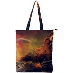 Tiger King In A Fantastic Landscape From Fonebook Double Zip Up Tote Bag by 2853937