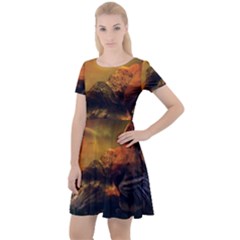 Tiger King In A Fantastic Landscape From Fonebook Cap Sleeve Velour Dress  by 2853937