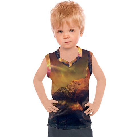 Tiger King In A Fantastic Landscape From Fonebook Kids  Sport Tank Top by 2853937