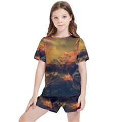 Tiger King In A Fantastic Landscape From Fonebook Kids  Tee And Sports Shorts Set by 2853937