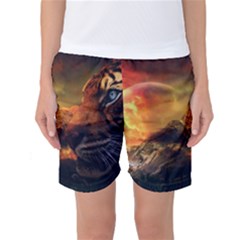 Tiger King In A Fantastic Landscape From Fonebook Women s Basketball Shorts by 2853937