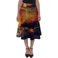 Tiger King In A Fantastic Landscape From Fonebook Perfect Length Midi Skirt by 2853937