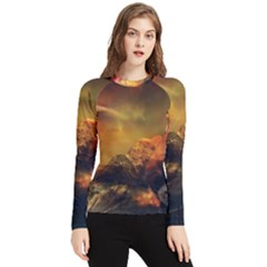 Tiger King In A Fantastic Landscape From Fonebook Women s Long Sleeve Rash Guard by 2853937