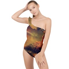 Tiger King In A Fantastic Landscape From Fonebook Frilly One Shoulder Swimsuit by 2853937