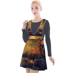 Tiger King In A Fantastic Landscape From Fonebook Plunge Pinafore Velour Dress by 2853937