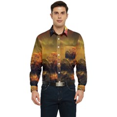 Tiger King In A Fantastic Landscape From Fonebook Men s Long Sleeve Pocket Shirt  by 2853937