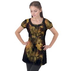 Surreal Steampunk Queen From Fonebook Puff Sleeve Tunic Top by 2853937