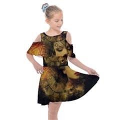 Surreal Steampunk Queen From Fonebook Kids  Shoulder Cutout Chiffon Dress by 2853937