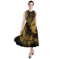 Surreal Steampunk Queen From Fonebook Round Neck Boho Dress by 2853937