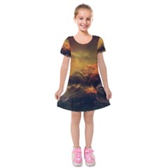Tiger King In A Fantastic Landscape From Fonebook Kids  Short Sleeve Velvet Dress by 2853937