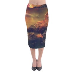 Tiger King In A Fantastic Landscape From Fonebook Velvet Midi Pencil Skirt by 2853937