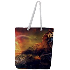 Tiger King In A Fantastic Landscape From Fonebook Full Print Rope Handle Tote (large) by 2853937