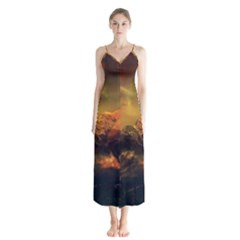 Tiger King In A Fantastic Landscape From Fonebook Button Up Chiffon Maxi Dress by 2853937