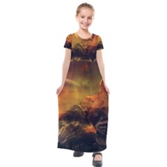 Tiger King In A Fantastic Landscape From Fonebook Kids  Short Sleeve Maxi Dress by 2853937