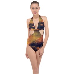 Tiger King In A Fantastic Landscape From Fonebook Halter Front Plunge Swimsuit by 2853937