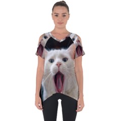 Wow Kitty Cat From Fonebook Cut Out Side Drop Tee by 2853937