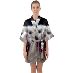 Wow Kitty Cat From Fonebook Half Sleeve Satin Kimono  by 2853937