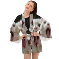 Wow Kitty Cat From Fonebook Long Sleeve Kimono by 2853937