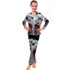 Wow Kitty Cat From Fonebook Kid s Satin Long Sleeve Pajamas Set