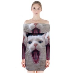 Wow Kitty Cat From Fonebook Long Sleeve Off Shoulder Dress by 2853937