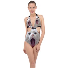Wow Kitty Cat From Fonebook Halter Front Plunge Swimsuit by 2853937