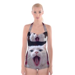 Wow Kitty Cat From Fonebook Boyleg Halter Swimsuit  by 2853937