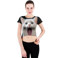 Wow Kitty Cat From Fonebook Crew Neck Crop Top by 2853937
