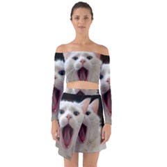 Wow Kitty Cat From Fonebook Off Shoulder Top With Skirt Set by 2853937